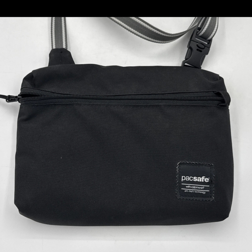 Pacsafe Black Belt Bag with Gray Strap